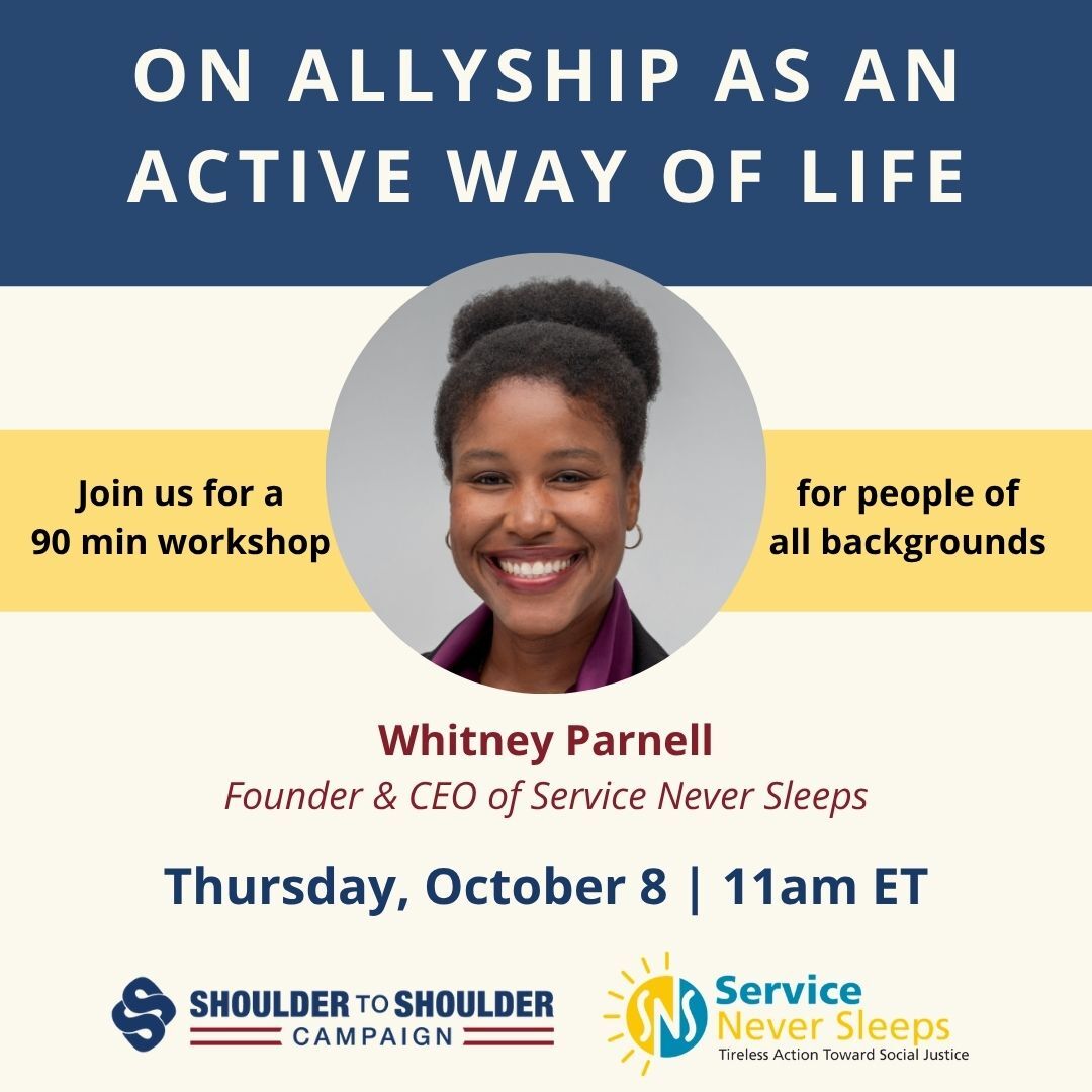 "On Allyship as an Active Way of Life" Workshop with Whitney Parnell | October 8 at 11 am ET - logo